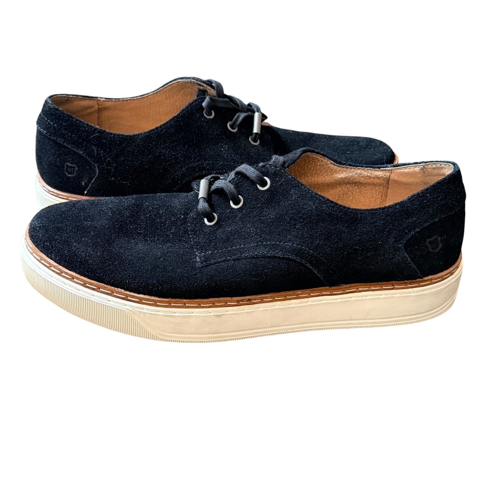 Andrew Marc Mens Size 9 Black Suede Derby Shoes Lace Up Dress Sneakers Preppy
